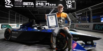 Formula E Car Hits 218 KM/H Top Speed Indoors To Smash Guinness World Records™ Title